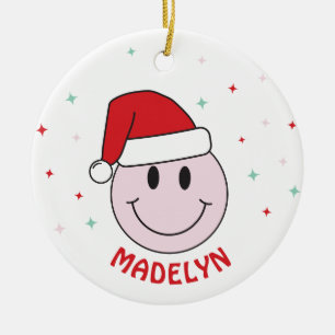 Roligten Santa Lycklig Ansikte i den funktionella  Julgransprydnad Keramik