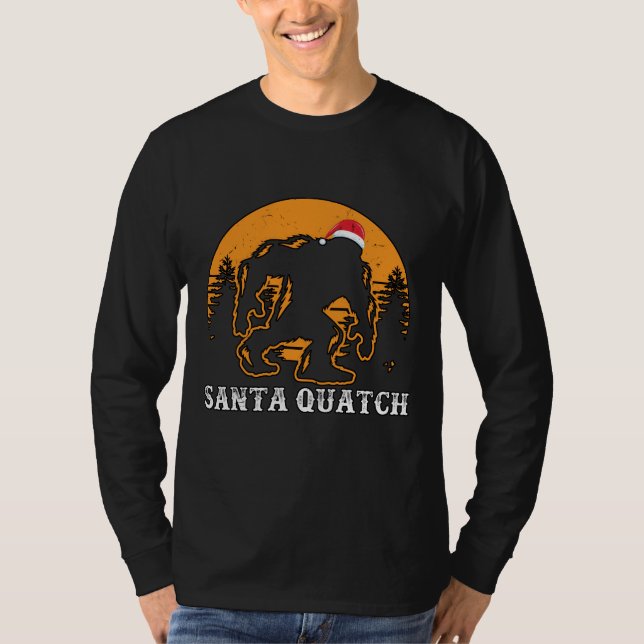 Roligten Santa Quatch Bigfoot Jul Hat Pun Gift T Shirt (Framsida)
