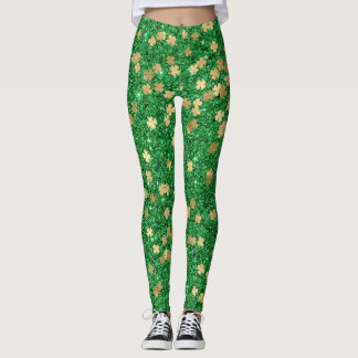 Roligten Shamrock Confetti St Patrick Grönt Klöver Leggings