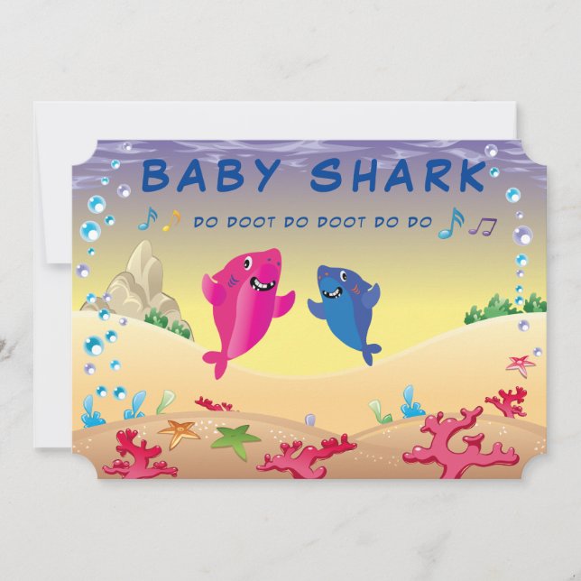Roligten Shark 🦈 Birthday Baby Ocean Party Kids Inbjudningar (Framsida)