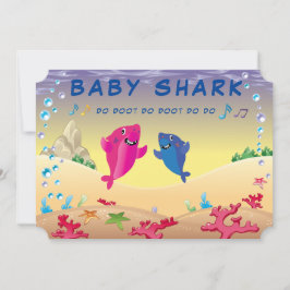 Roligten Shark 🦈 Birthday Baby Ocean Party Kids Inbjudningar
