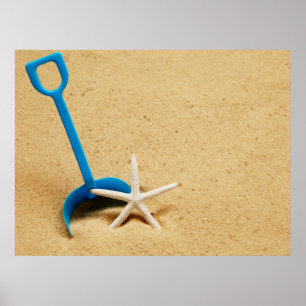 Roligten Shovel & Starfish Beach Poster