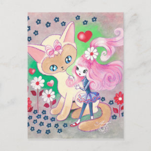 Roligten Siamese Kattunge Kärlek Vykort