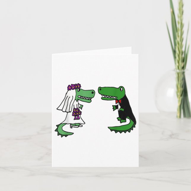 Roligten Smiletodayesses Bride and Groom Alligator Kort (Framsida)