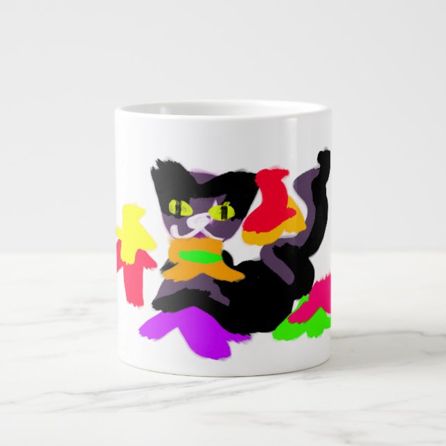 Roligten Svart katt och höst Jumbo Mugg (Framsidan)