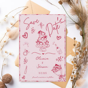 Roligten Trendig Hand plockade Scribble Spara datu Inbjudningar