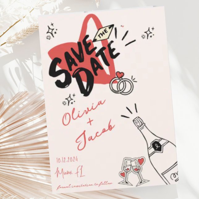 Roligten Trendig Red Scribble Hand plockade Spara  Inbjudningar (Skapare uppladdad)