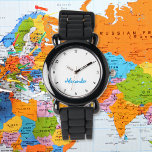 Roligten Unds Boys Modern Black Custom Name Monogr Armbandsur<br><div class="desc">Anpassningsbar, personlig, ungpojkar roligt coola modern söt trendig snyggt svart silikonband, fodral av plast, handklocka. Skriv helt enkelt in texten i namn för att anpassa. Skapa en underbar, anpassningsbar klocka för den lila pojken i ditt liv - son, bror, brorson, barnson, gudson, styvson. Gör en underbar anpassningsbar till födelsedag, studenten,...</div>