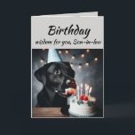 Roligten Wisdom Lab Hund, son-in-law Kort<br><div class="desc">Födelsedagens visdom för din svärson från den söta Labrador Retriever Hund Pet Animal som slickar kakan. Roligt (Födelsedagskort)</div>