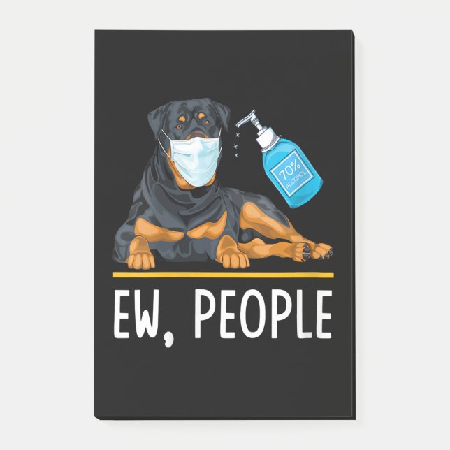 Roligten Womens Rottweiler Ansikte Mask Hand Sanit Post-it Block (Framsida)