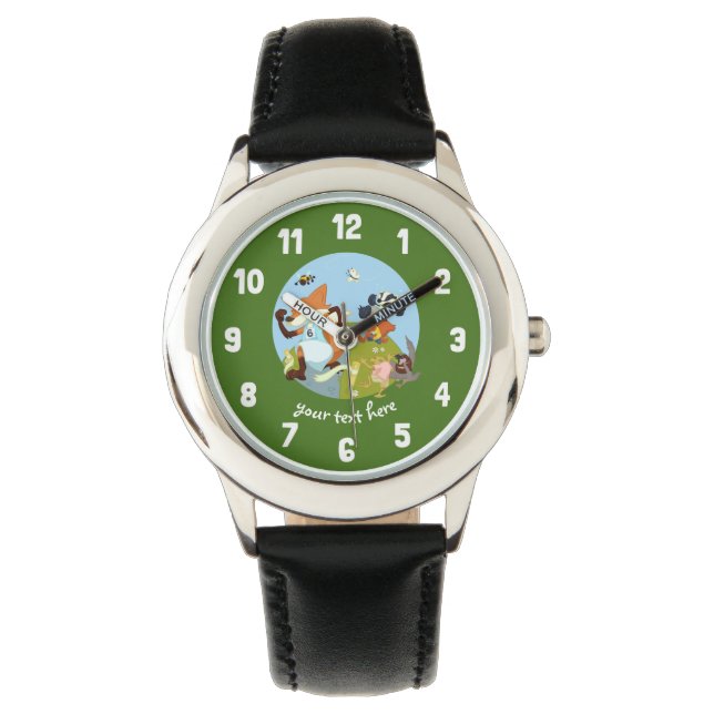 Roligten Woodland Animals Running Fox & Badger Tec Armbandsur (Framsida)