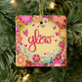 Roligtens Blommigt Gult Glow Främja inspiritivitet Julgransprydnad Keramik