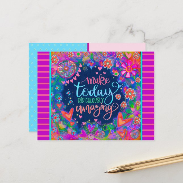 Roligtens Blommigt Hjärtar lodrätt Fantastisk Offe Vykort (Fram/Back In Situ)