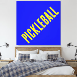 Roligtens Coola 90s Gult diagonal text på ljusblå  Canvastryck