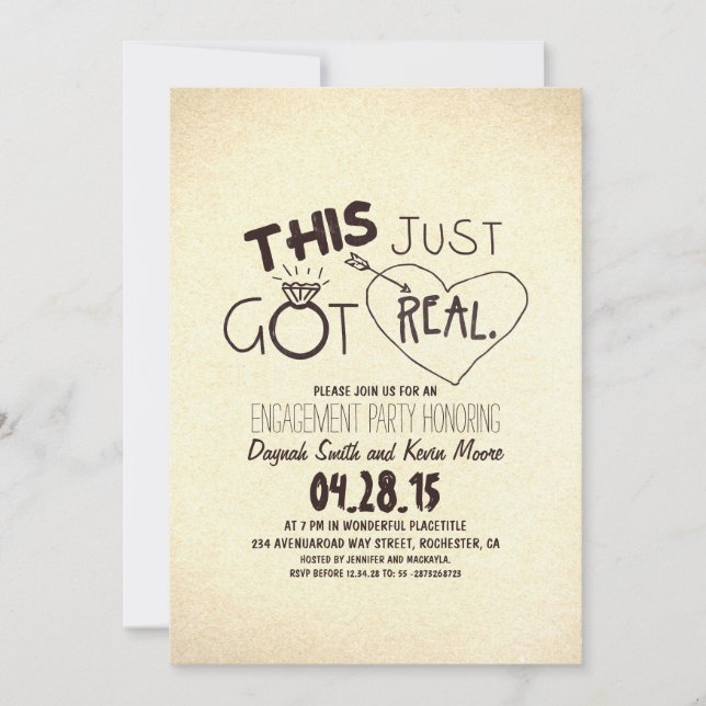 roligtens förlovningsfest bjuder in just Har Real Inbjudningar (Framsida)