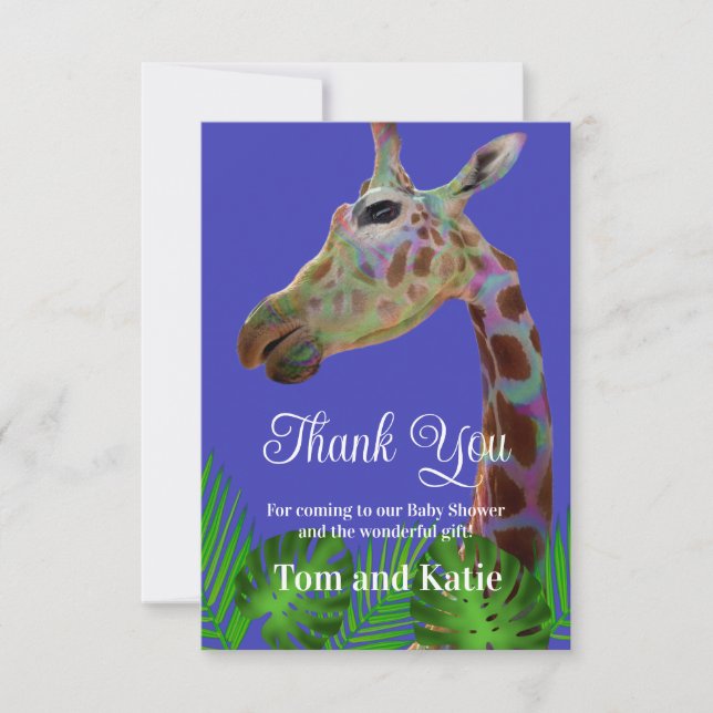 Roligtens funky - färgstark Giraffe Baby Shower -  Inbjudningar (Framsida)