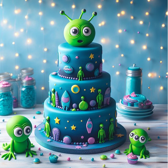 ROLIGTENS GRÖNT ALIEN OCH UTRYMME THEMED BARNS FÖD KORT (Skapare uppladdad)