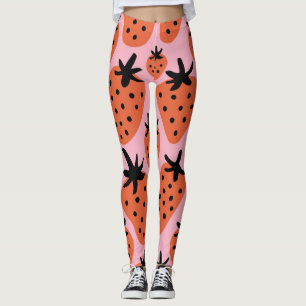 Roligtens jordgubbsmönster, handdragen, sömlös des leggings