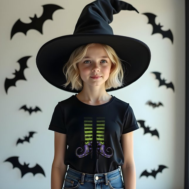 Roligtens Lila och Grönt Viktigt Wicked Witch T Shirt (Fun Purple & Green Whimsical Wicked Witch Tri-Blend Shirt)