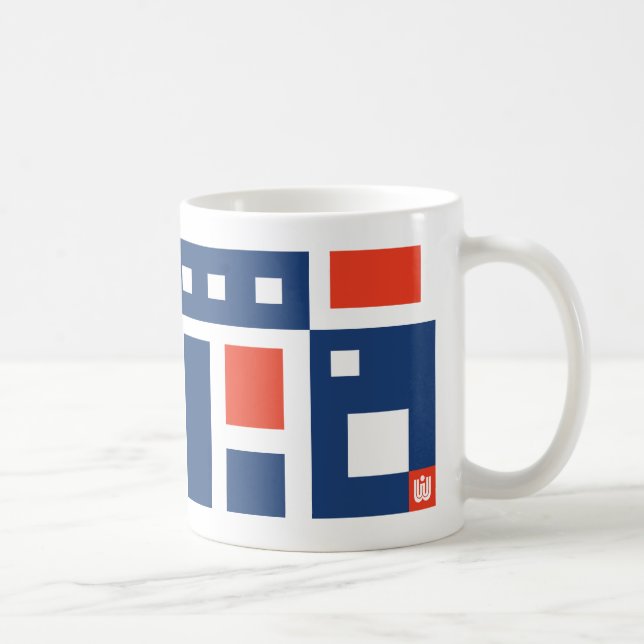 Roligtens Mod Geometric i Red, White och Blue Kaffemugg (Höger)