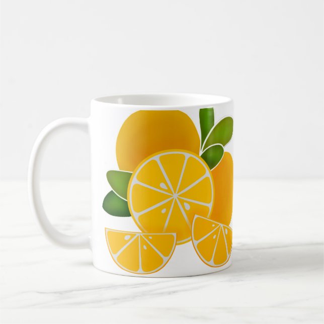 Roligtens orangar minimerar modern grafik kaffemugg (Vänster)