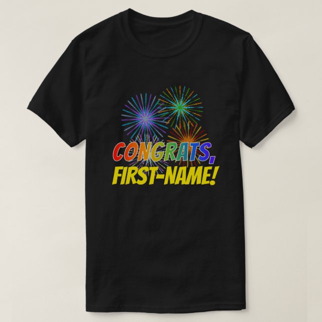 Roligtens regnbågsutseende "GRATULERART" + anpassa T Shirt (Design framsida)