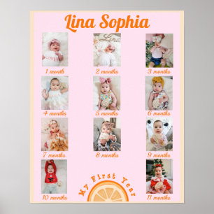 Roligtens Rosa första året månatliga foton Poster