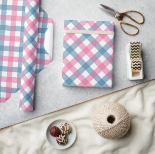 Roligtens Rosa och Blå Tartan-jul Presentpapper