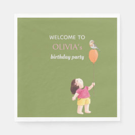 Roligtens Rosa och Grönt Barnflicka Picnic Pappersservett