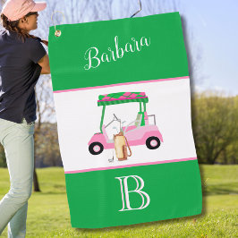 Roligtens Rosa och Grönt Golf Cart Monogram Namn