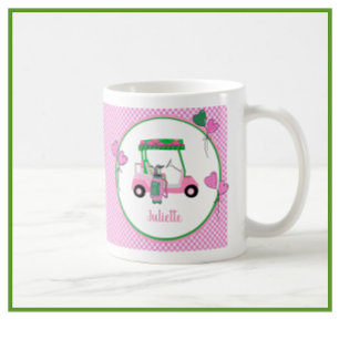 Roligtens Rosa och Grönt Golf-temaPersonlig Kaffemugg