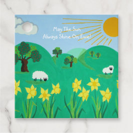 roligtens scenbild av söta får gåvor etiketter