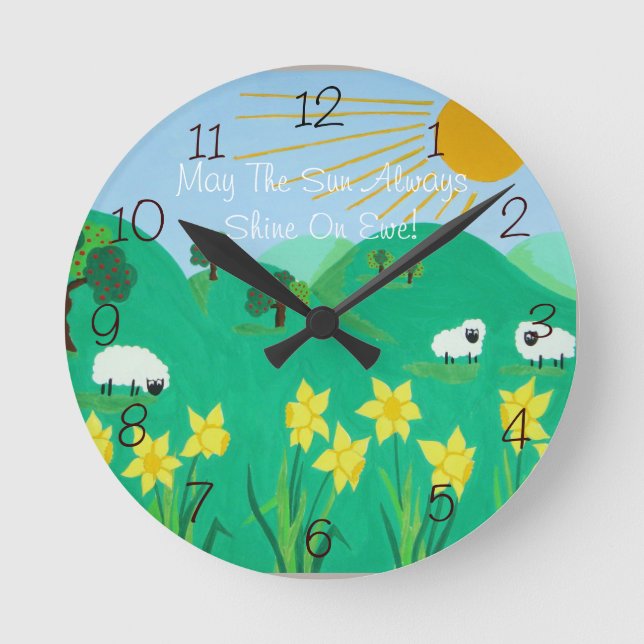 roligtens scenbild av söta får rund klocka (Framsida)