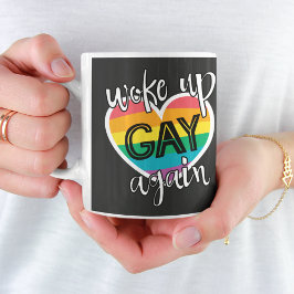 Roligtens självironiska lgbtq-pride vaknade upp ho kaffemugg