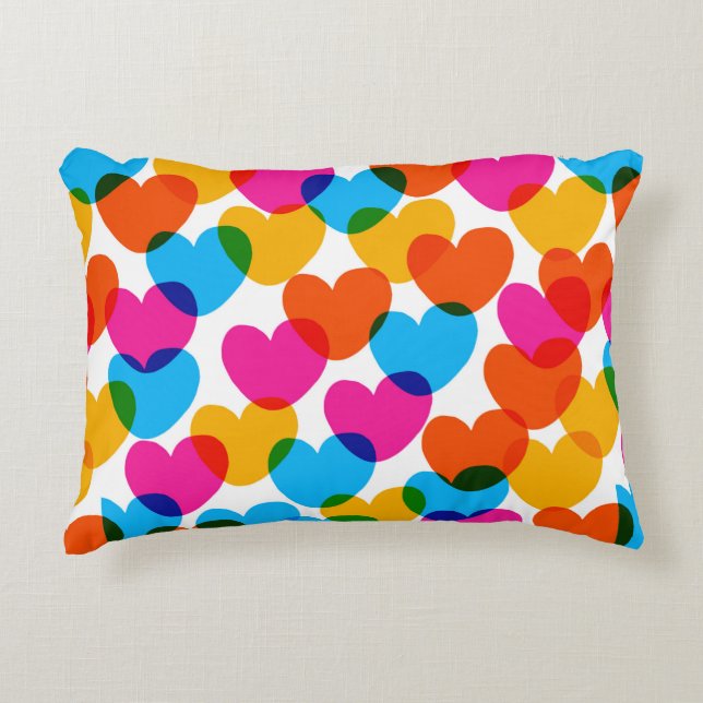 Roligtens sömlösa vintage kärlek hjärtbakgrund i r prydnadskudde (Framsidan)