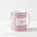 Roligtens typografi över rosa av multifoto, bästa  kaffemugg<br><div class="desc">Rosa checkar rutnätsfärgad typografi av roligt med gigantiska vänskapskonstruktioner. En del av en modern samling.</div>