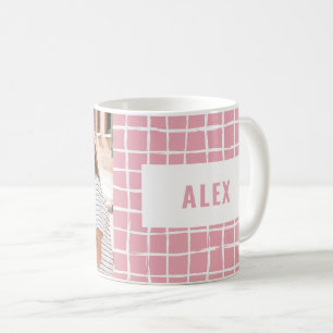 Roligtens typografi över rosa av multifoto, bästa  kaffemugg