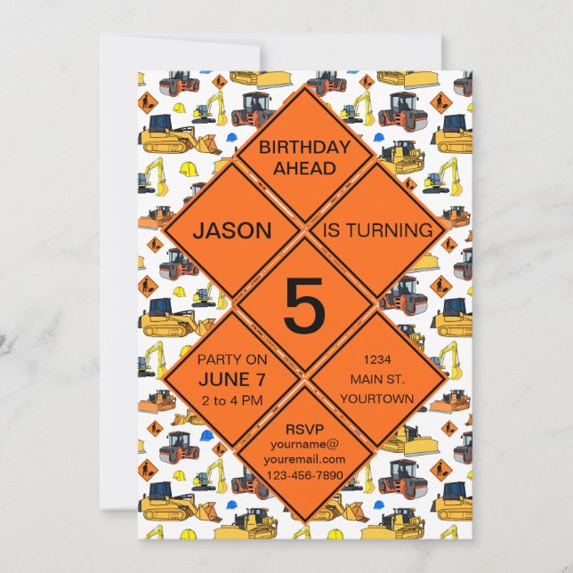 Roligtens unika Zona vägskyltar vid födelsedag Inbjudningar (Framsida)