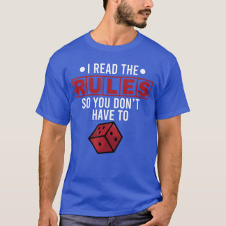 RoligTop Spel Spelare Bräde Jag Läsde Regler Spela T Shirt