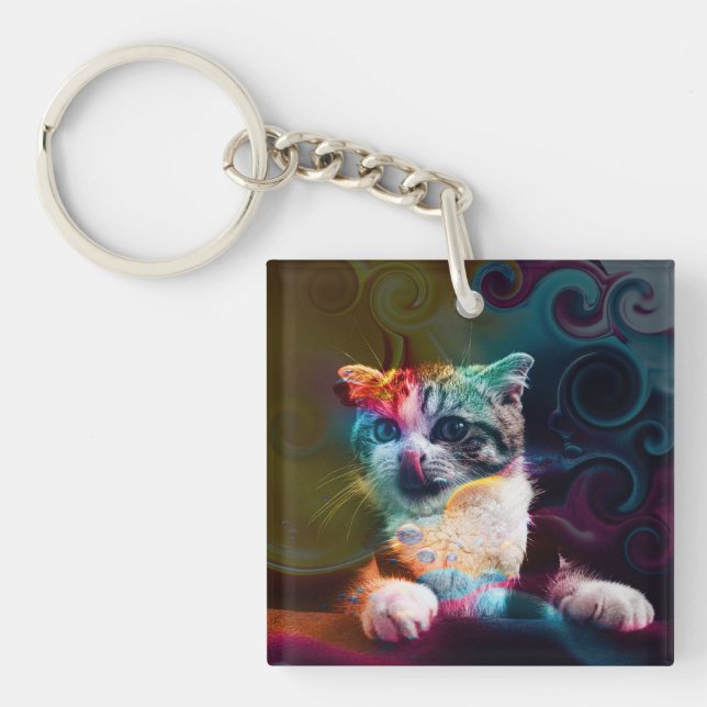 ROLIIG MODERN FÄRGGLAD KATT KONST (Framsidan)