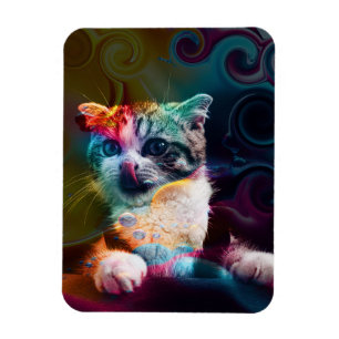 ROLIIG MODERN FÄRGGLAD KATT KONST MAGNET