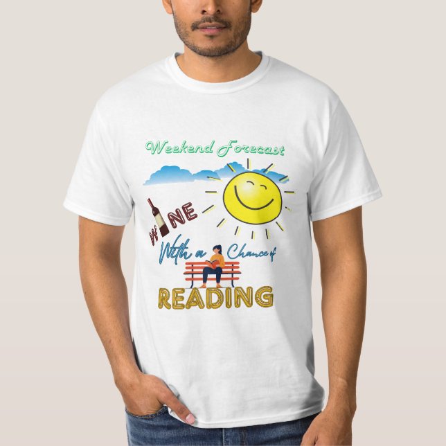 ROLIIGT! Vin och Läsning - Helgprognos T-Shirt (Framsida)