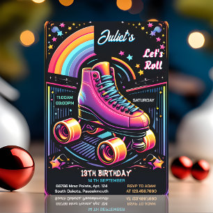Roll coola-pojkar flickor Roller Skating 13:e föde Inbjudningar