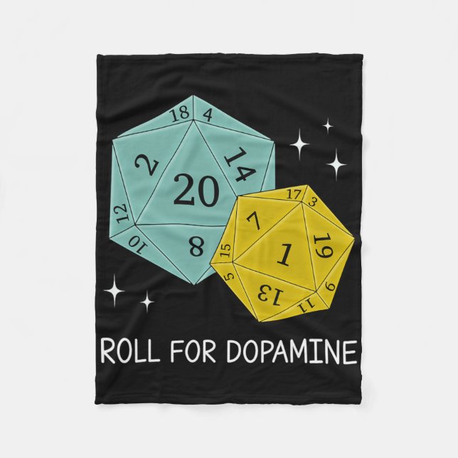 Roll For Dopamine Dnd Neurodiversity D20 Dice Auti Fleecefilt (Framsidan)