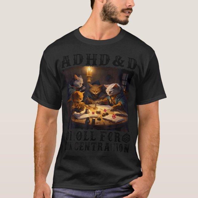 Roll för katter RPG-spelare för koncentrationskvot T Shirt (Framsida)