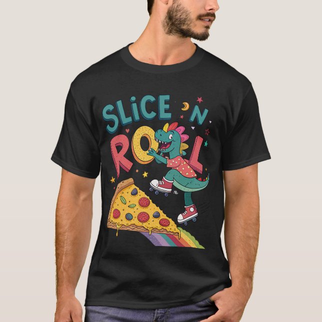 Roll in pizza for dinasour t shirt (Framsida)