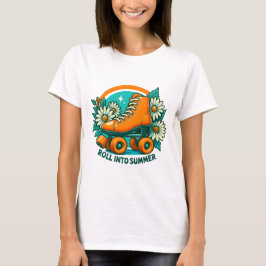 "Roll in to Summer" Retro Roller Skate T-shirt
