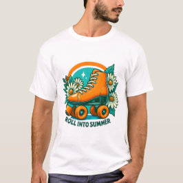 "Roll in to Summer" Retro Roller Skate T-shirt