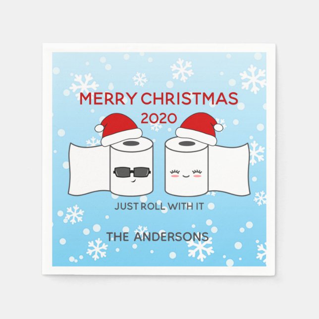 Roll med den Pappra toaletten Covid-19 2020 Pappersservett (Framsidan)