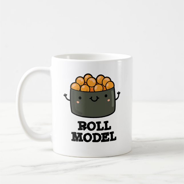 Roll Model Funny Food Sushi Roll Pun Kaffemugg (Vänster)